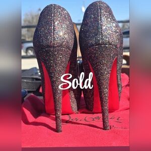 Christian Louboutin Lady Peep Black Glitter